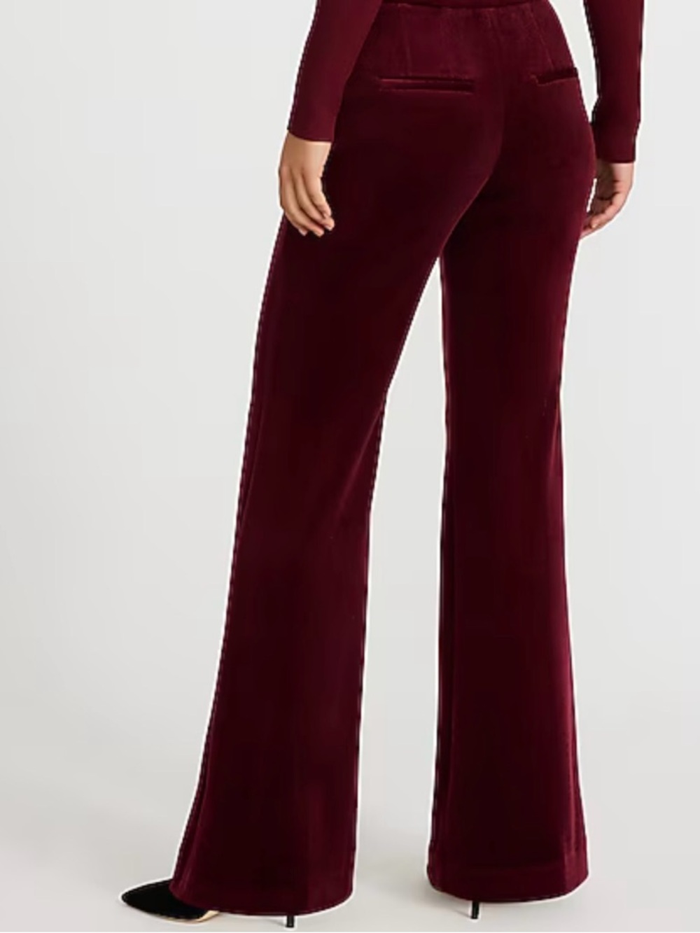 Express Velvet Boot Flare Pant in Deep Burgundy (only pant) - Picture 3 of 6